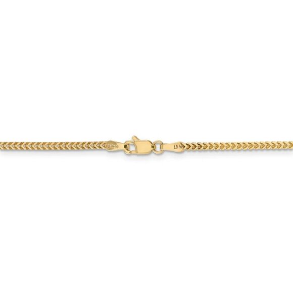 1.5mm, 14k Yellow Gold, Solid Franco Chain Necklace, 16 Inch - Picture 4 of 8